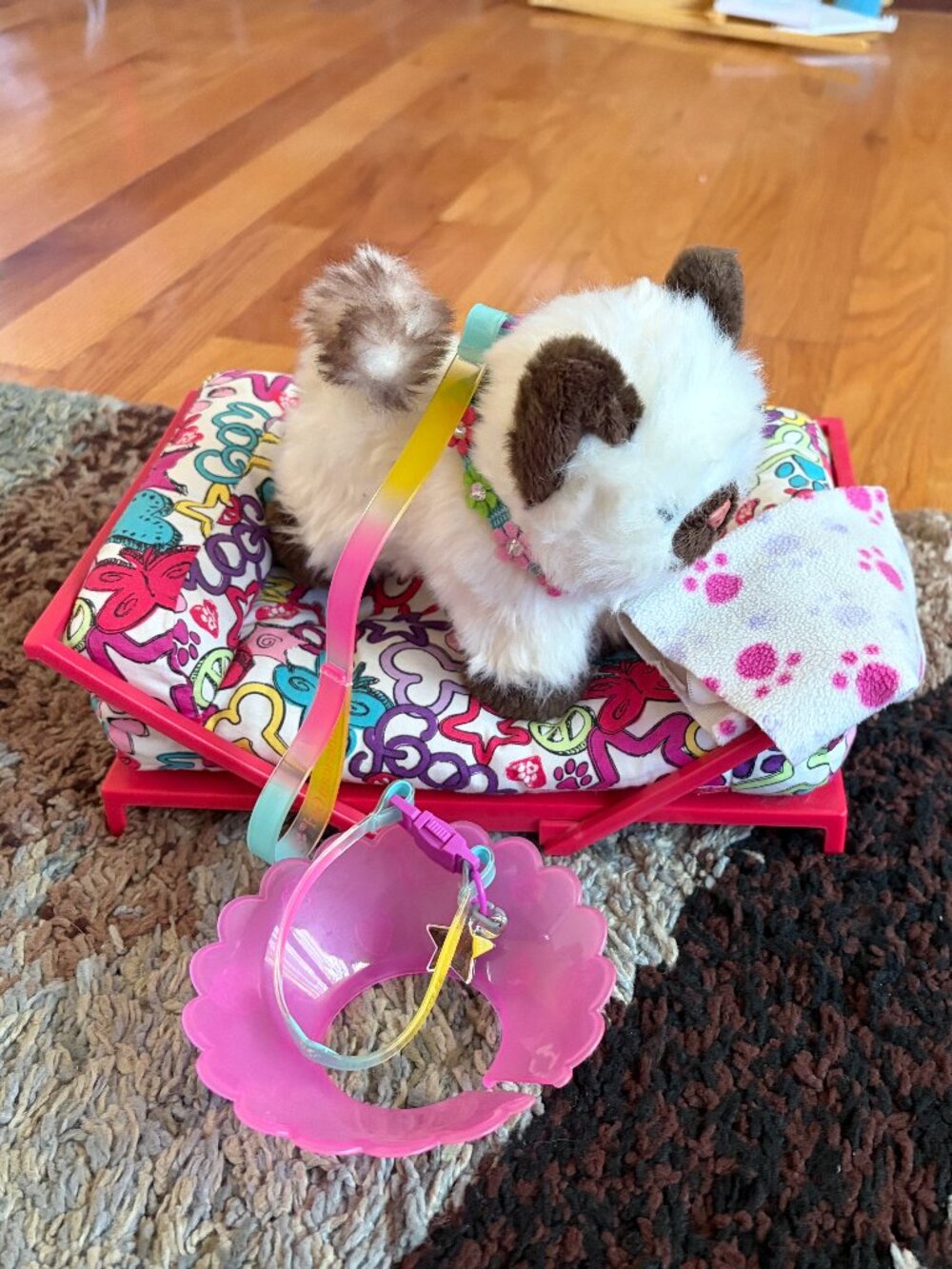 American Girl Doll Truly Me Funky Pet Bed & Medical Vet Cone Lot